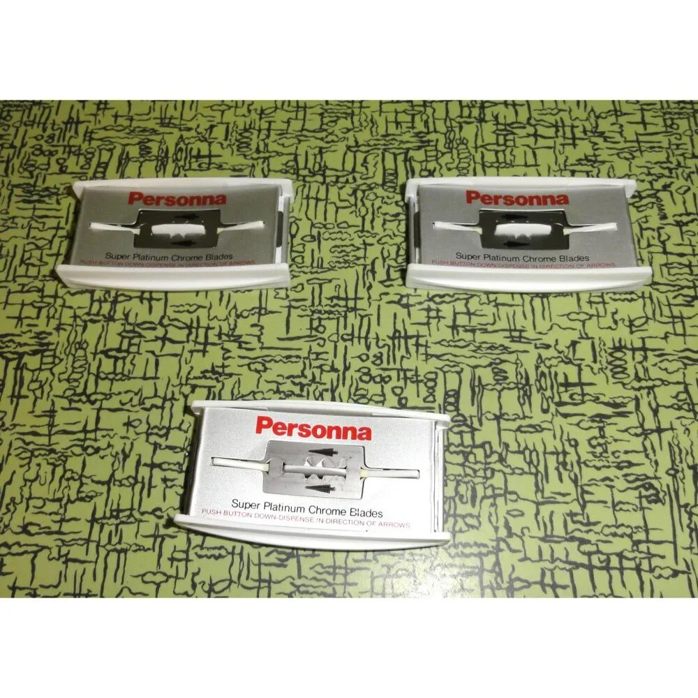 Vintage Lot of Three Personna Super Platinum Chrome Blades double edge 15 Total